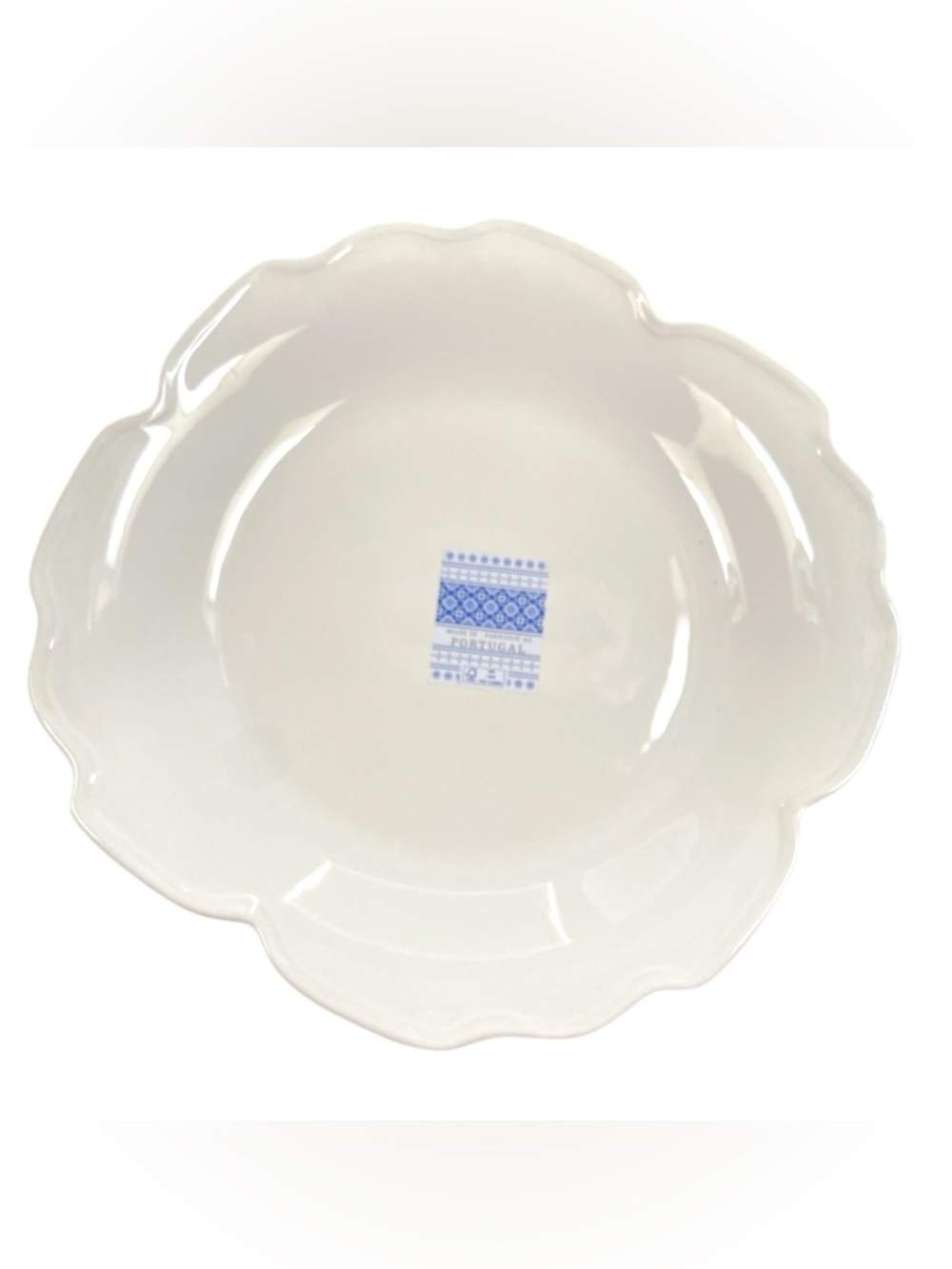 White Ceramic Lotus Flower Plate Portugal Flower Platter 10”